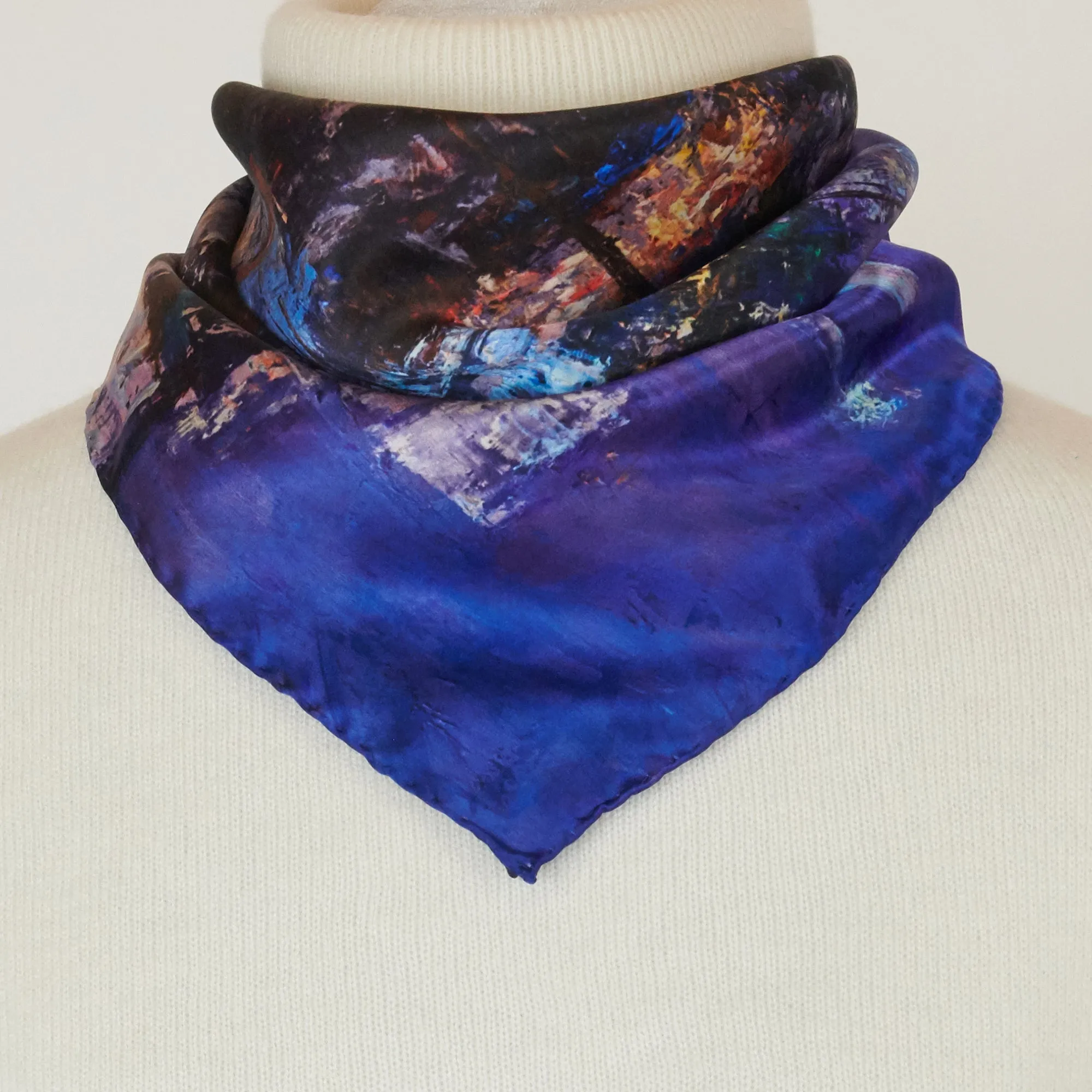 Lights of the City, 16.5-inch Square Italian Silk Scarf
