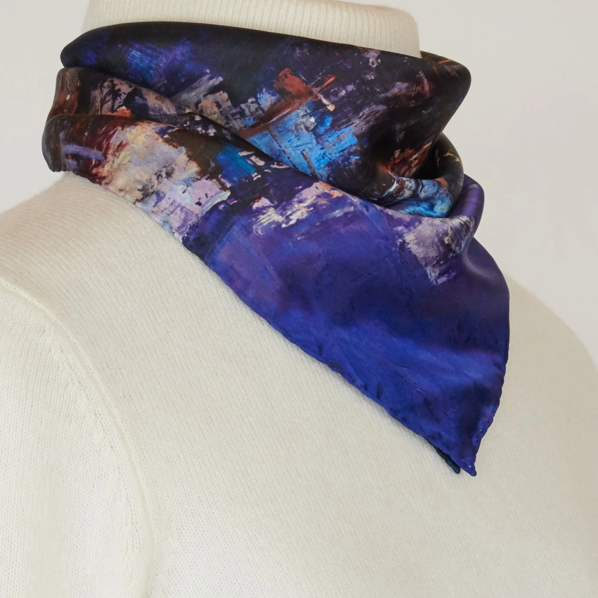 Lights of the City, 16.5-inch Square Italian Silk Scarf