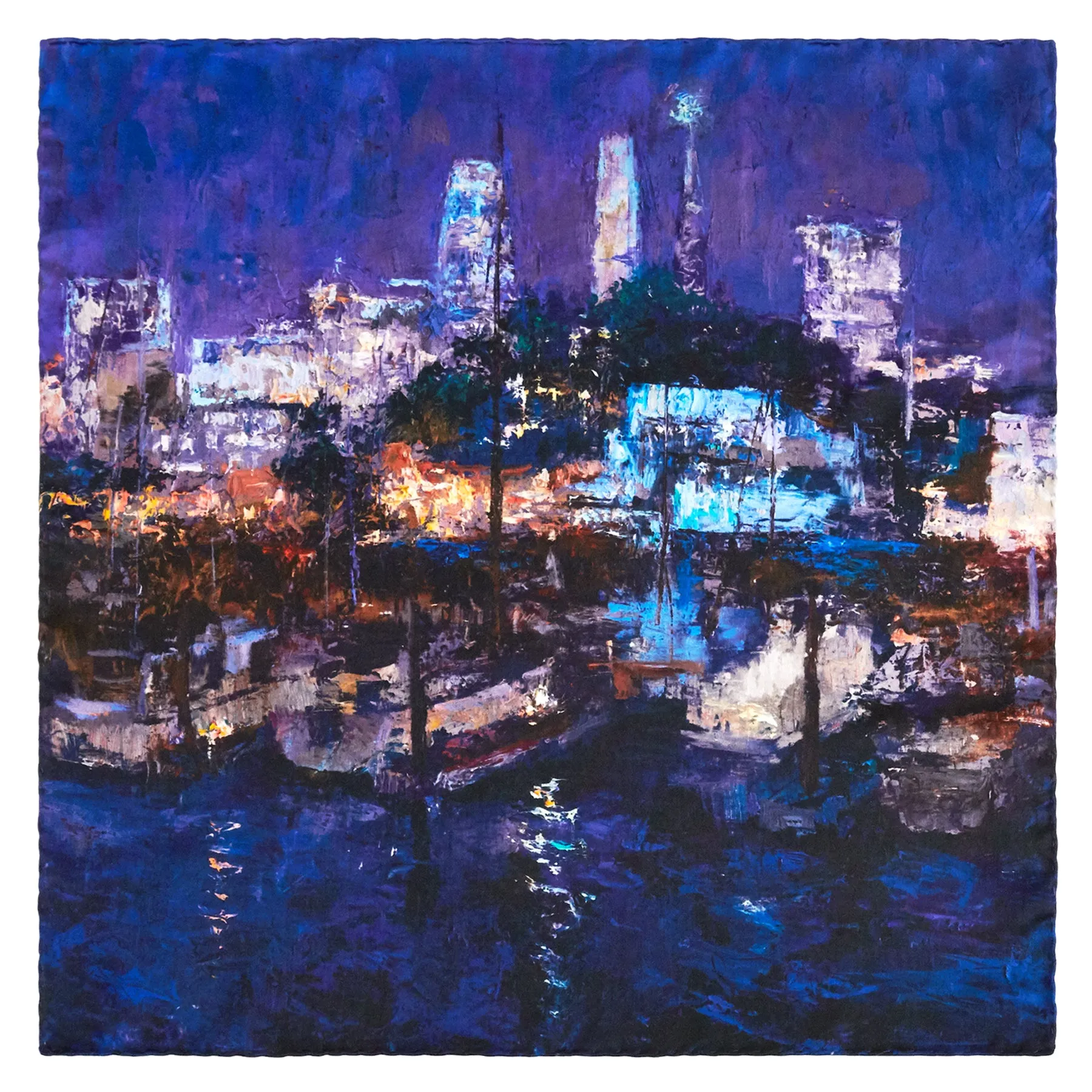 Lights of the City, 16.5-inch Square Italian Silk Scarf