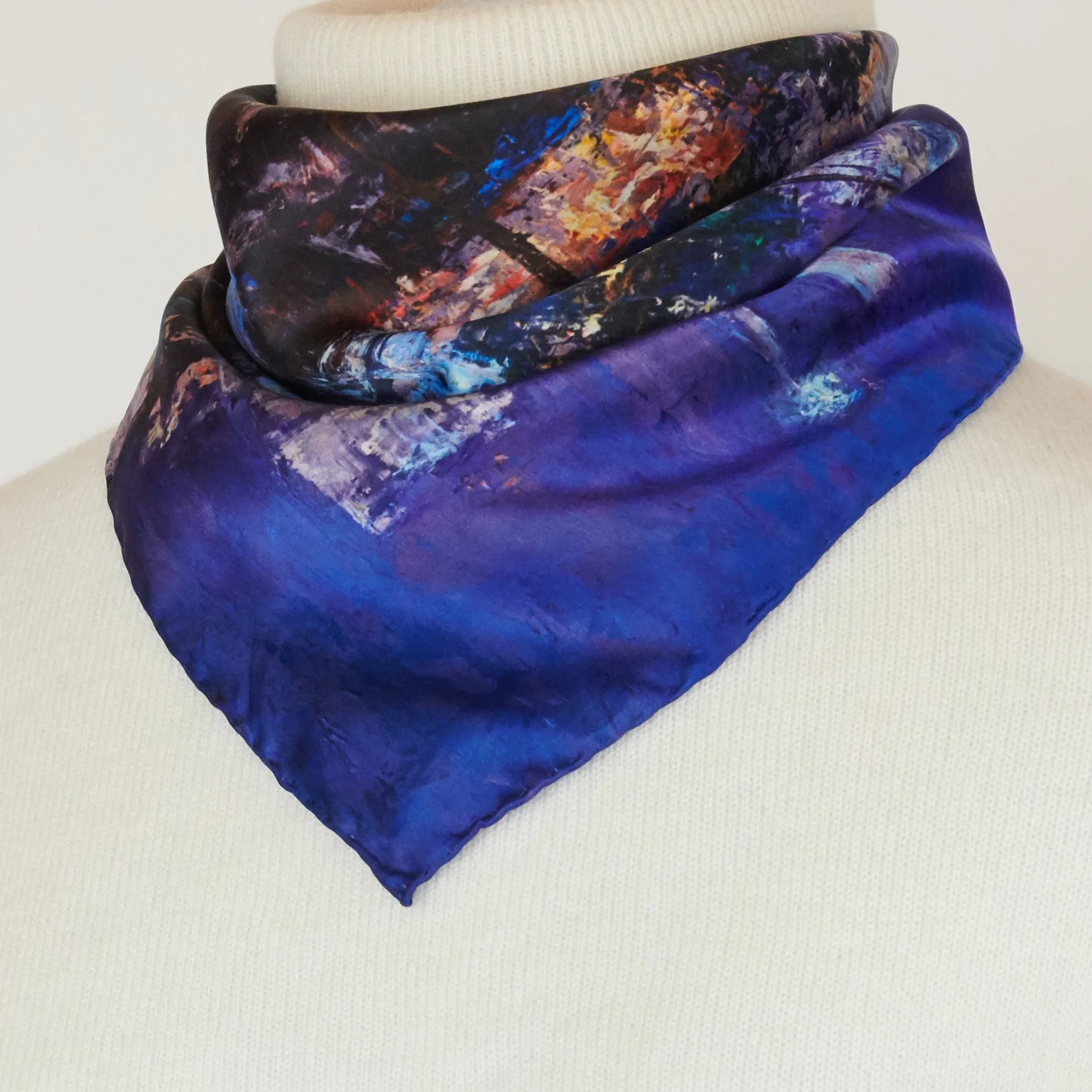 Lights of the City, 16.5-inch Square Italian Silk Scarf
