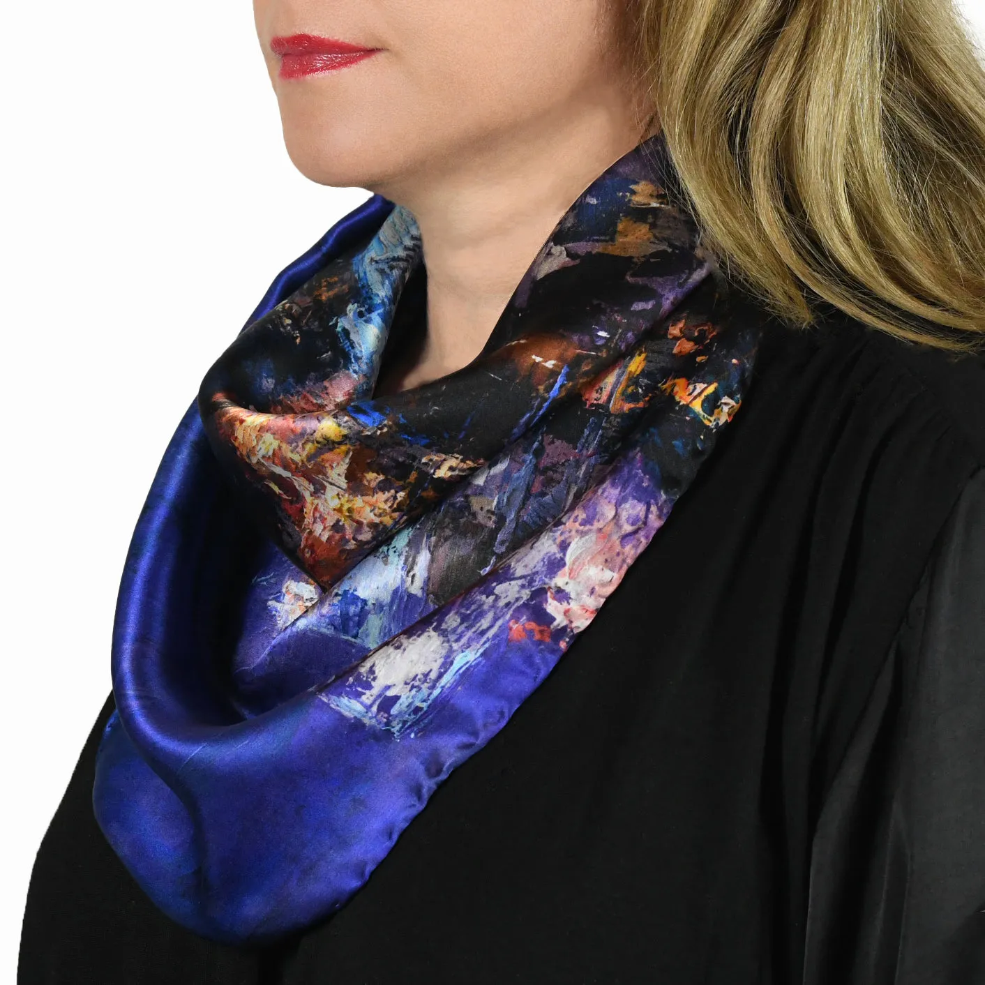 Lights of the City, 25.5-inch Square Italian Silk Scarf