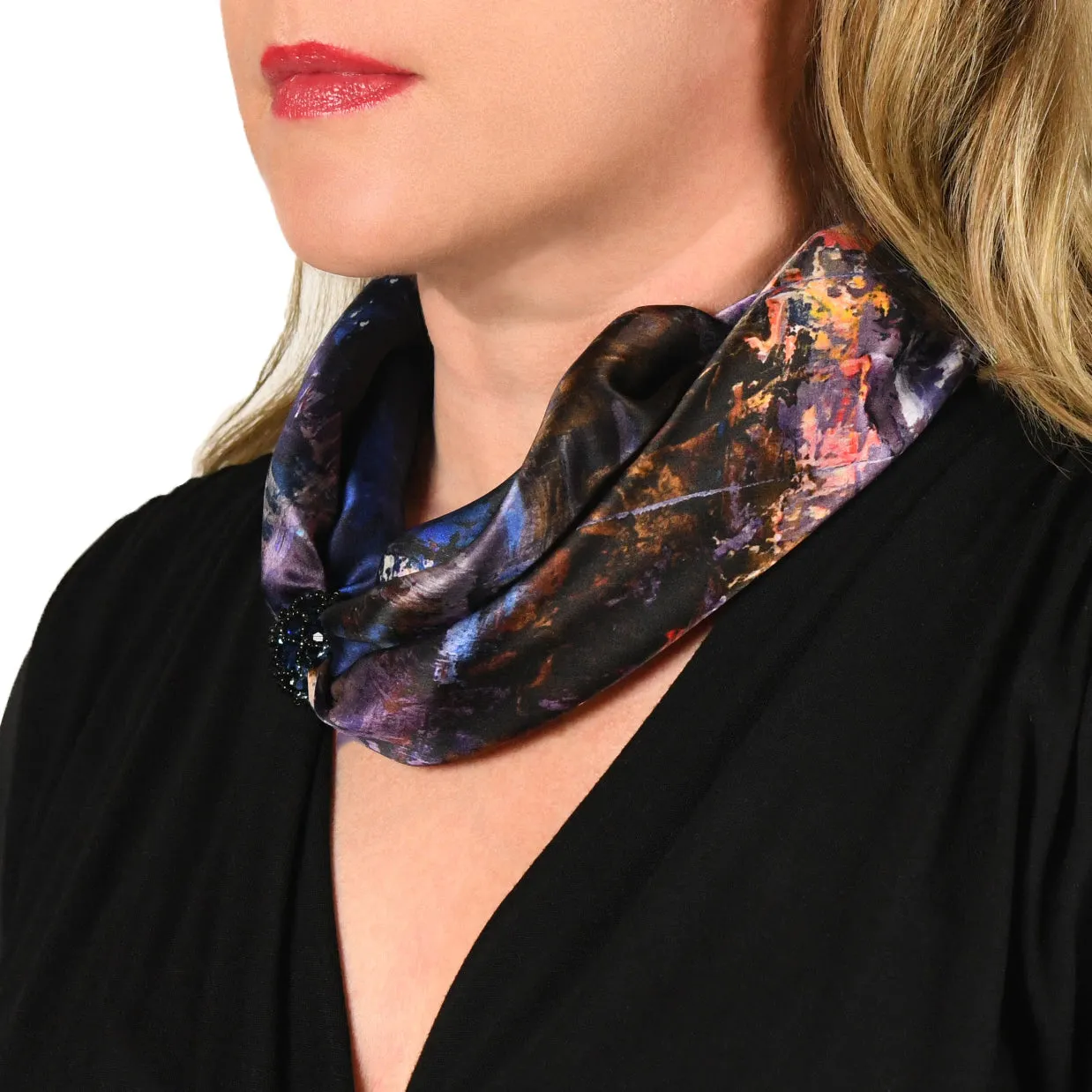 Lights of the City, 25.5-inch Square Italian Silk Scarf
