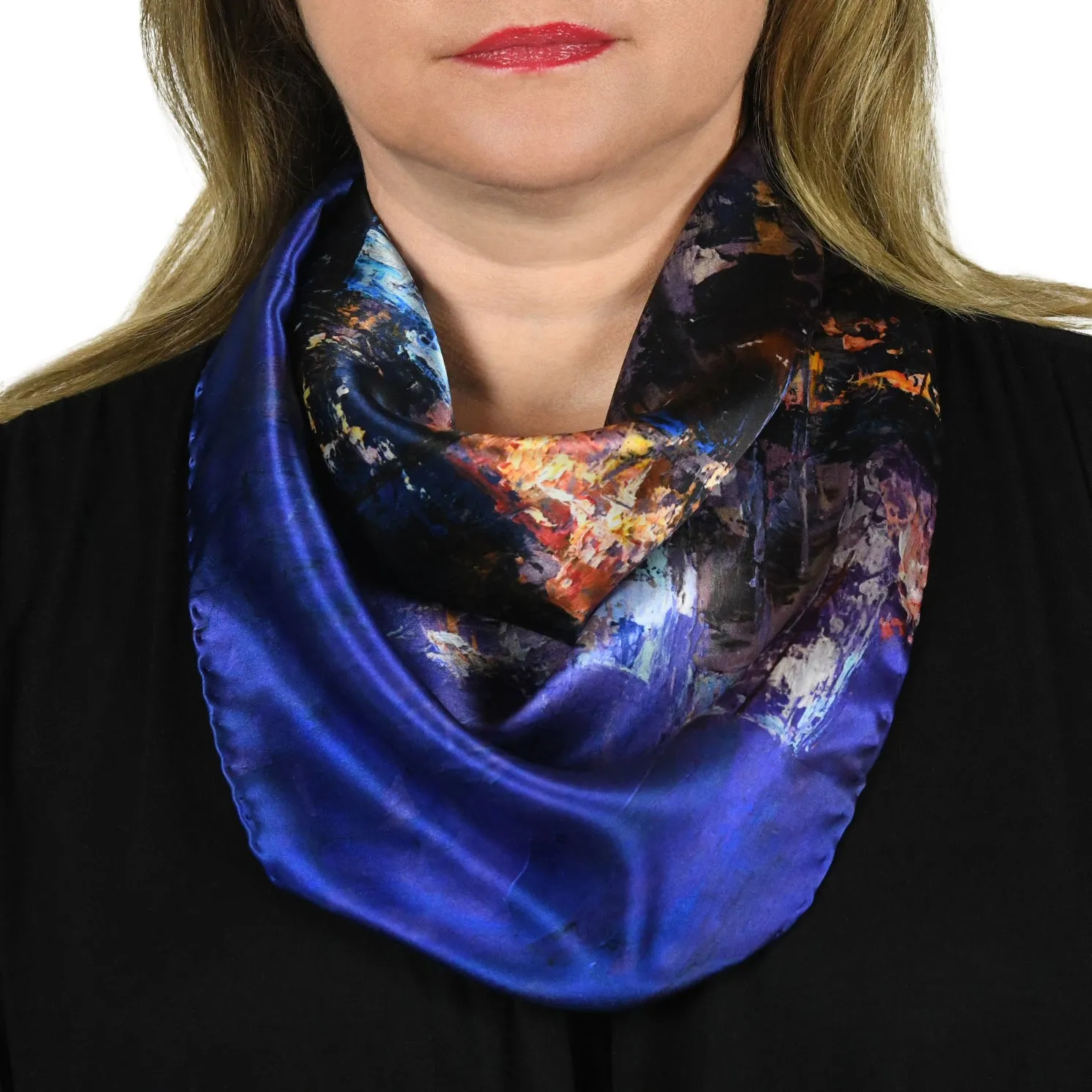 Lights of the City, 25.5-inch Square Italian Silk Scarf