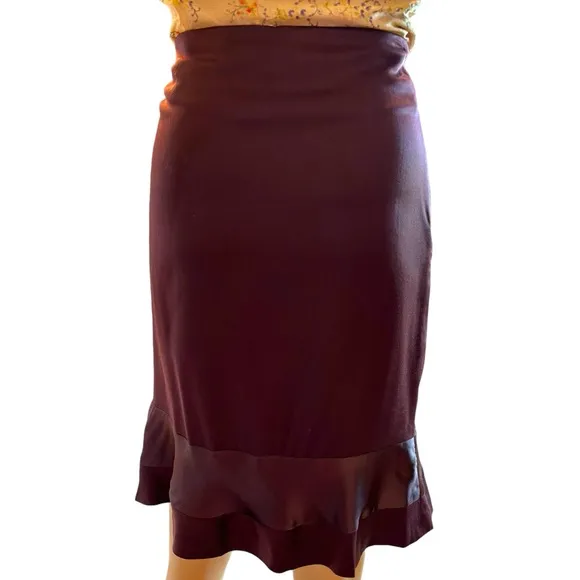 Liliu Burgundy Silk Trim Skirt Size 6