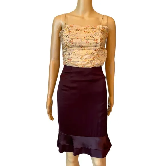 Liliu Burgundy Silk Trim Skirt Size 6