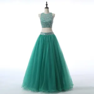 Long Prom Dresses, Two Pieces Prom Dresses, Tulle Party Prom Dresses, Sequin Prom Dresses, Beading Prom Dresses, Rhinestone Prom Dresses Online, LB0313