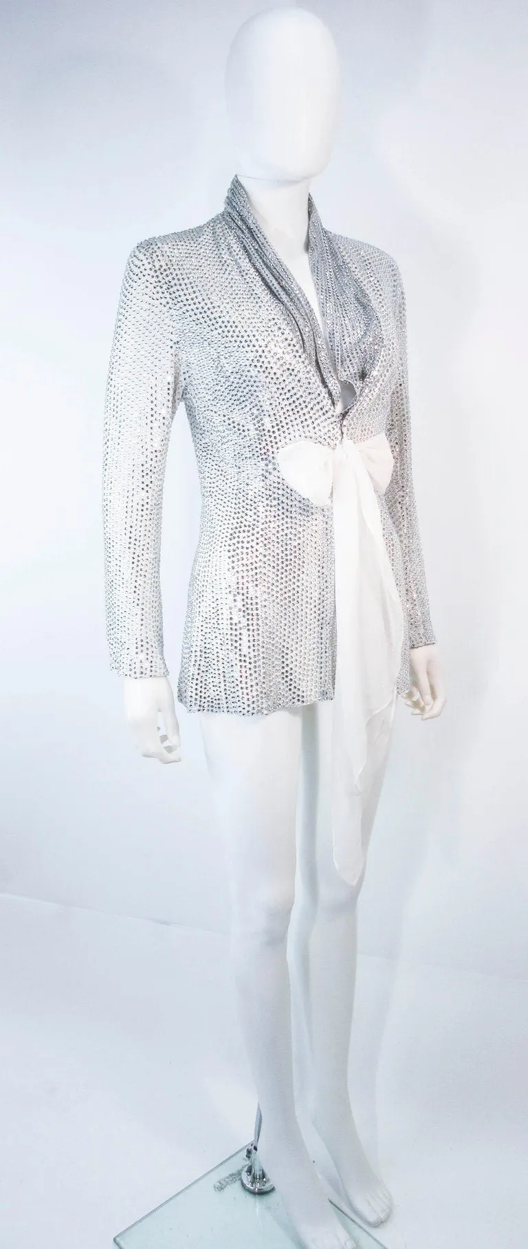 LSO DESIGNS Rhinestone Jacket with Sash Size Small
