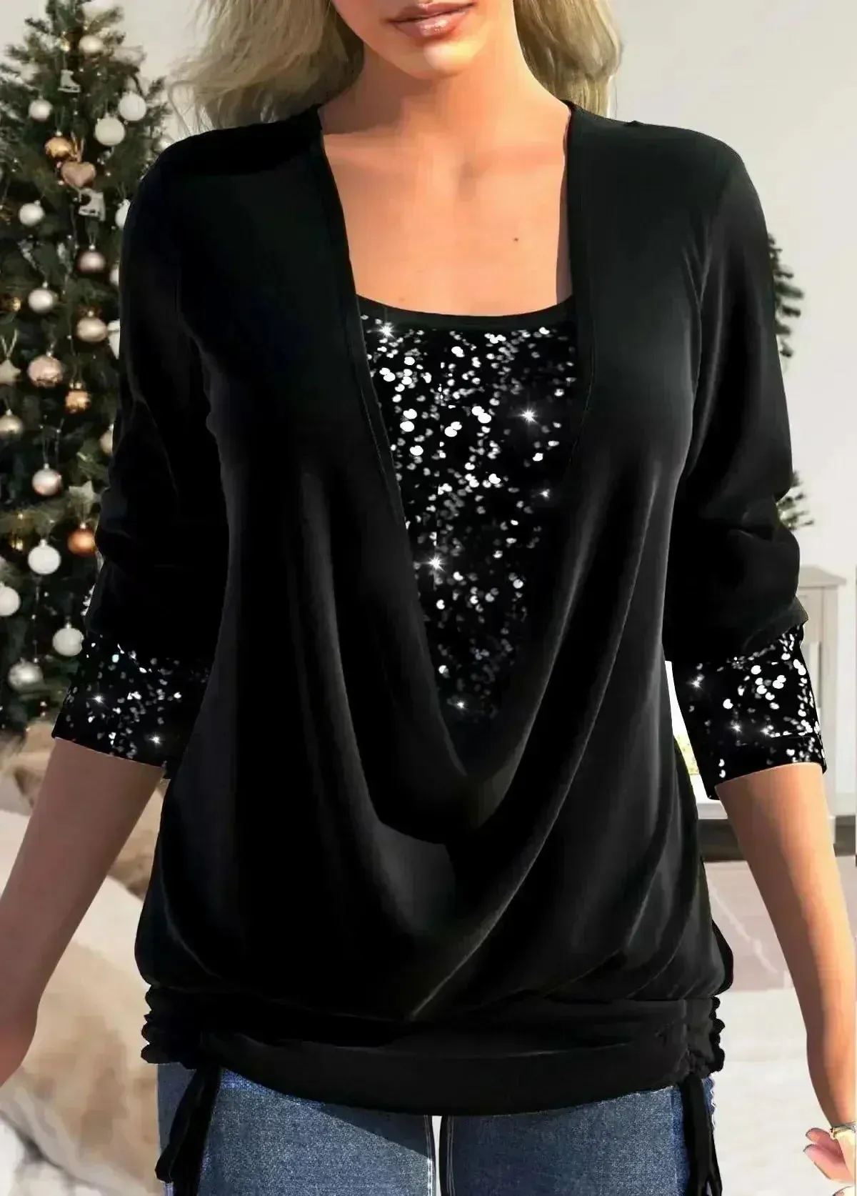 Luisa® | Velvet Blouse With Sequins