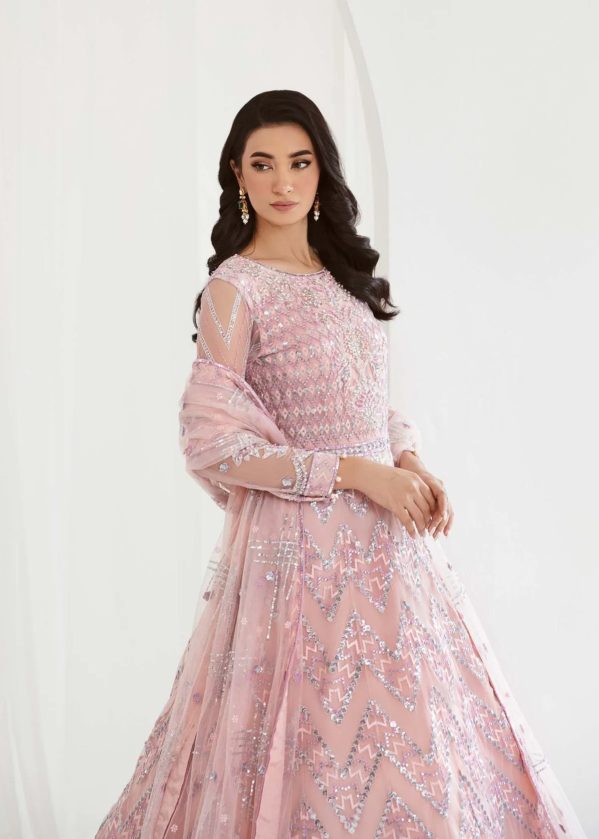 Luxury Embroidered Pakistani Wedding Dress in Huge Flare Pishwas Style