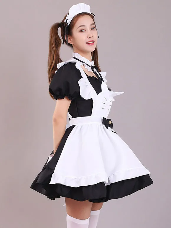 Maid Lolita Dresses Ruffles Lace Bow Short Sleeves Lolita Dress
