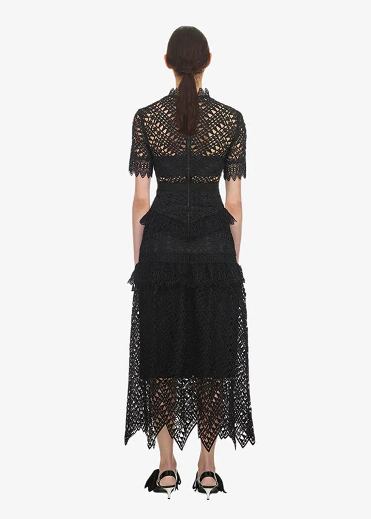 Mana Zig Zag Scallop Lace Dress
