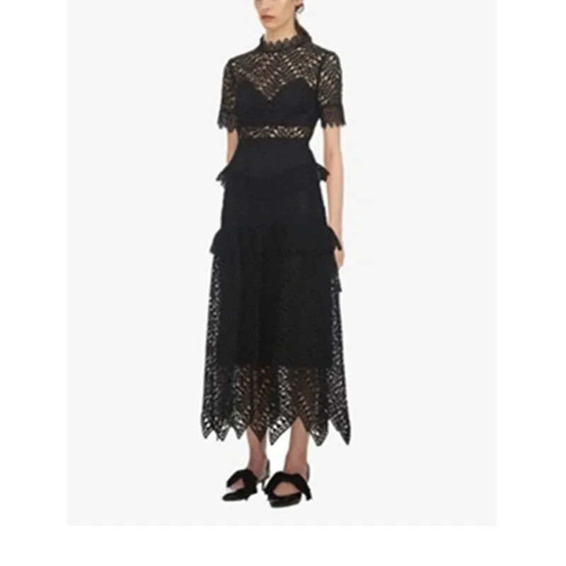 Mana Zig Zag Scallop Lace Dress