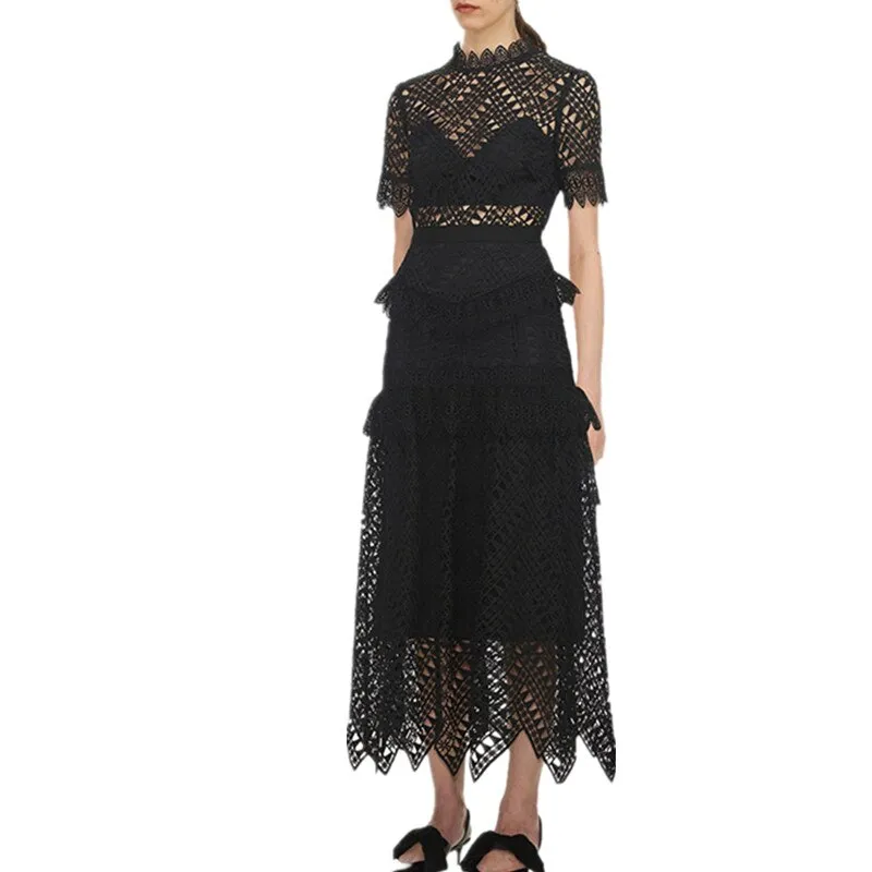 Mana Zig Zag Scallop Lace Dress