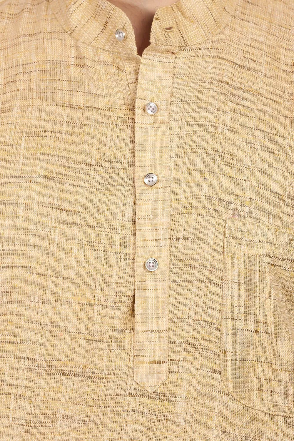 Matka Silk and Linen Blend Gold Kurta Pyjama