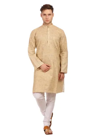 Matka Silk and Linen Blend Gold Kurta Pyjama