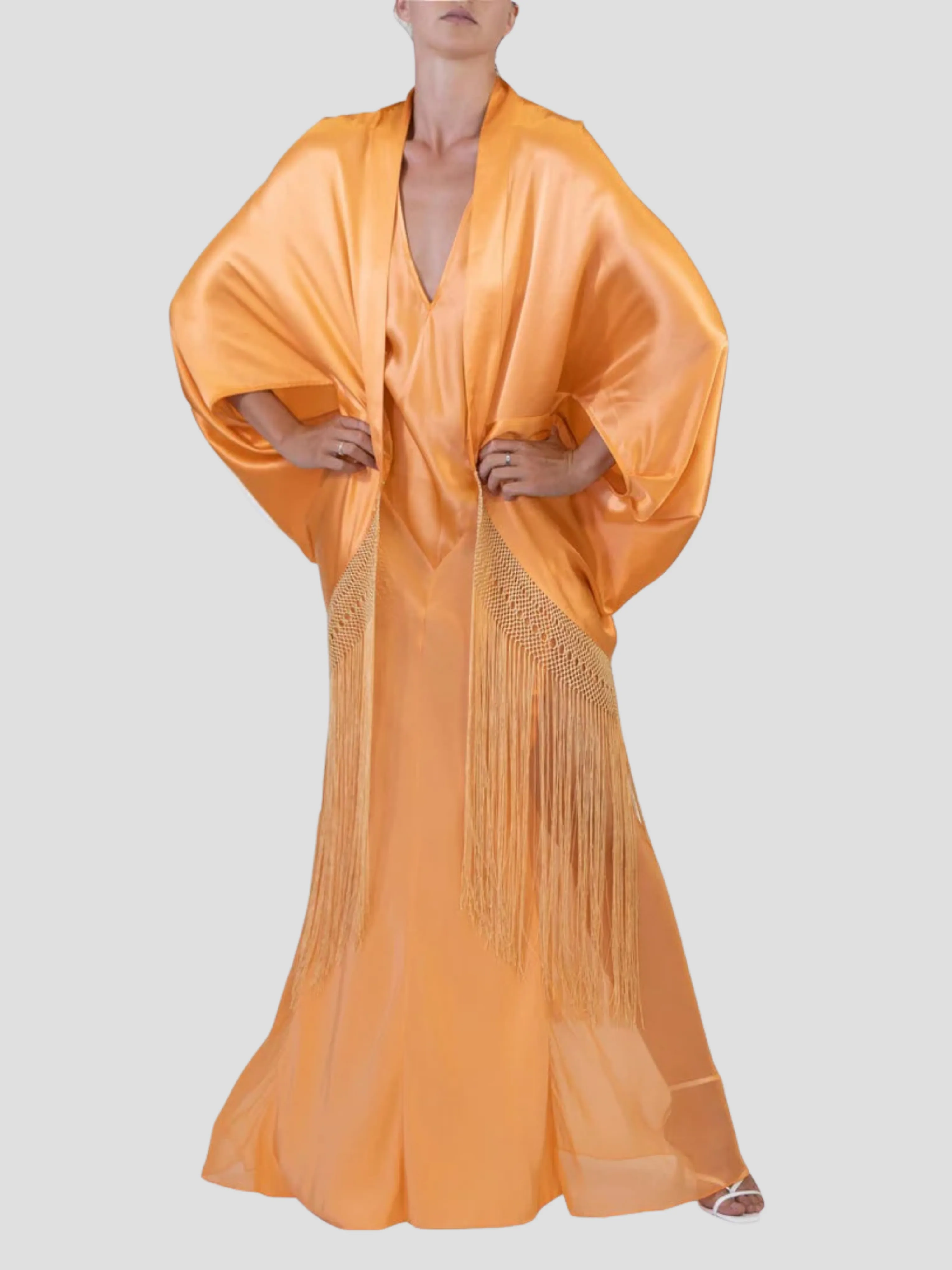Mayan Gold Silk Charmeuse Bias Cut Slip Gown