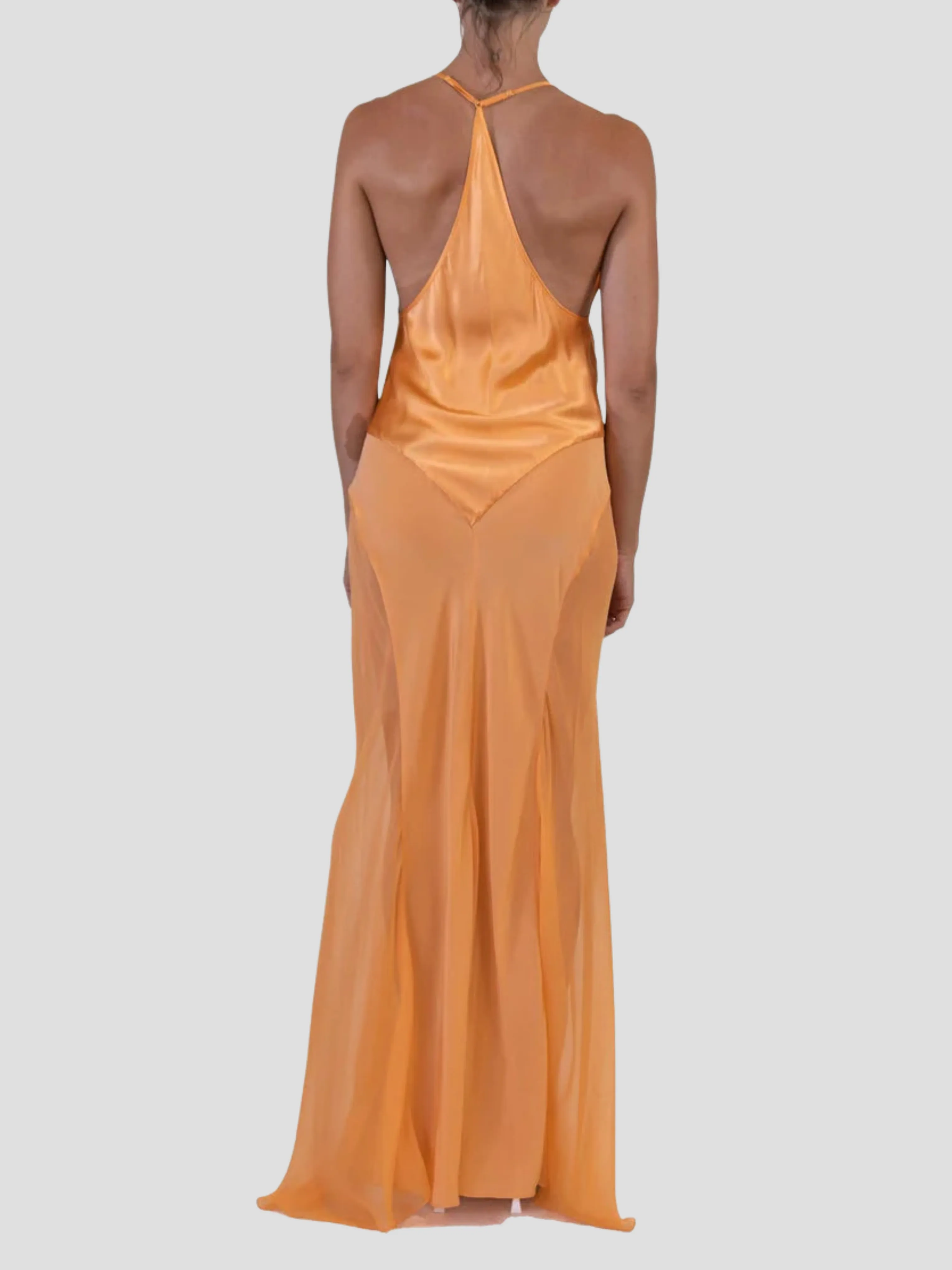 Mayan Gold Silk Charmeuse Bias Cut Slip Gown