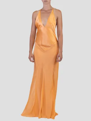 Mayan Gold Silk Charmeuse Bias Cut Slip Gown