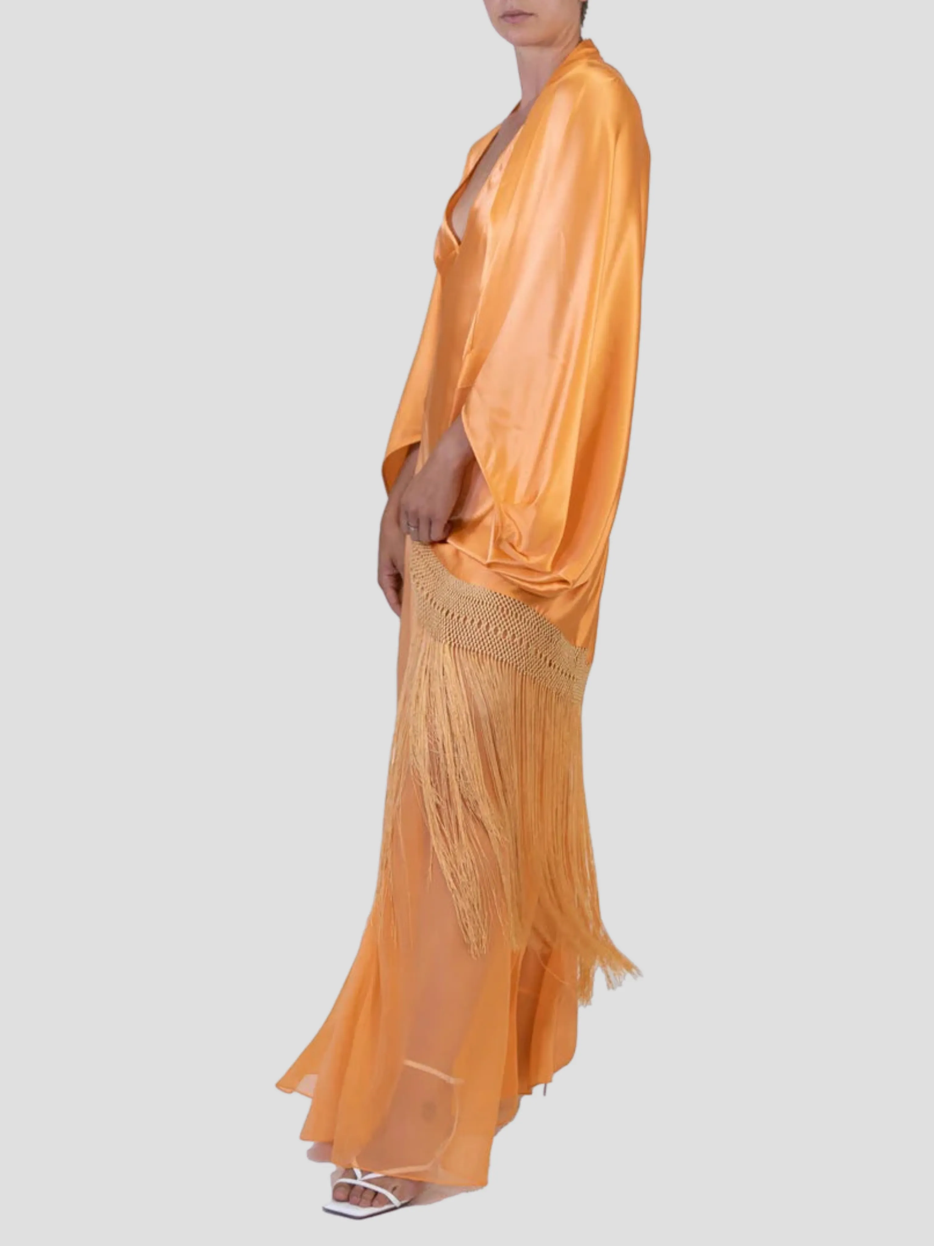 Mayan Gold Silk Charmeuse Bias Cut Slip Gown
