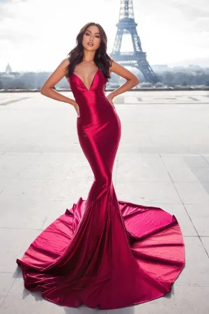 Mermaid Style Evening Dress with Lace-up Backless