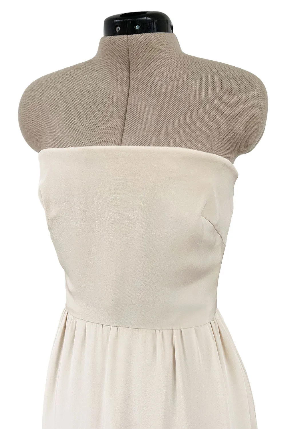 Mid 1950s to Early 1960s Christian Dior Demi-Couture Ivory Silk Strapless Dress & Stole