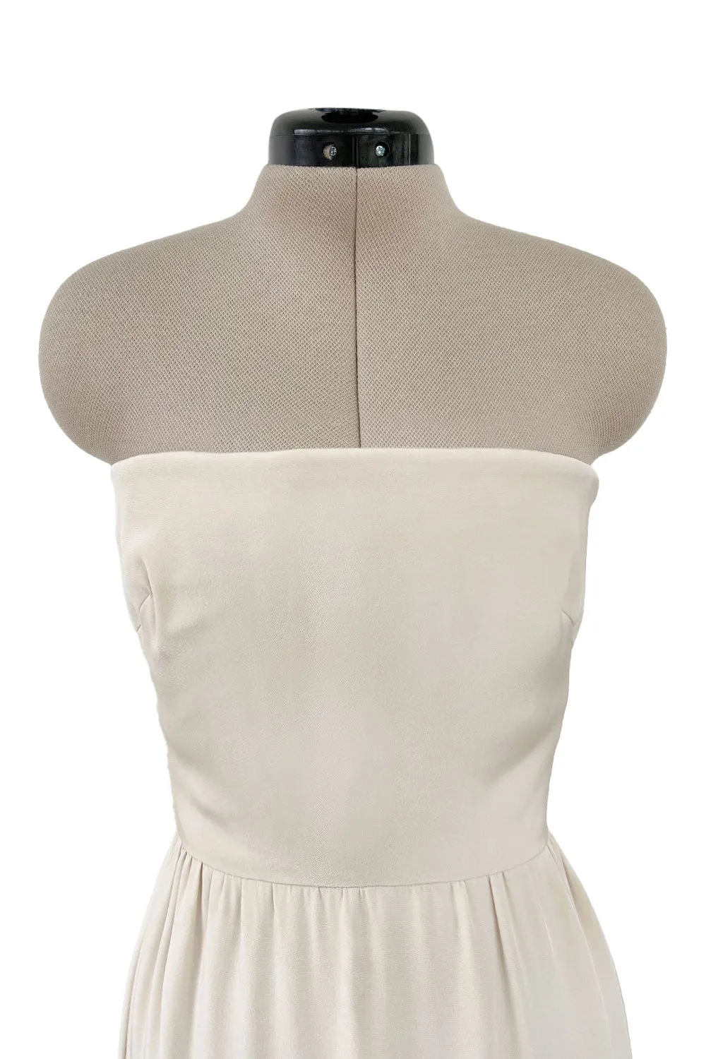 Mid 1950s to Early 1960s Christian Dior Demi-Couture Ivory Silk Strapless Dress & Stole