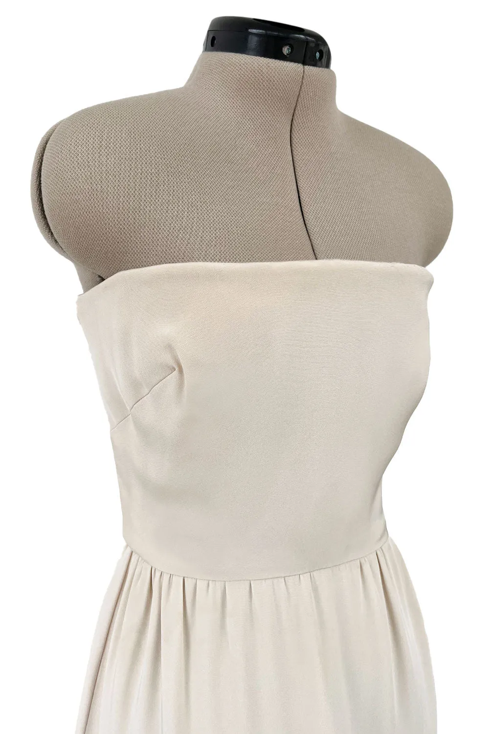 Mid 1950s to Early 1960s Christian Dior Demi-Couture Ivory Silk Strapless Dress & Stole