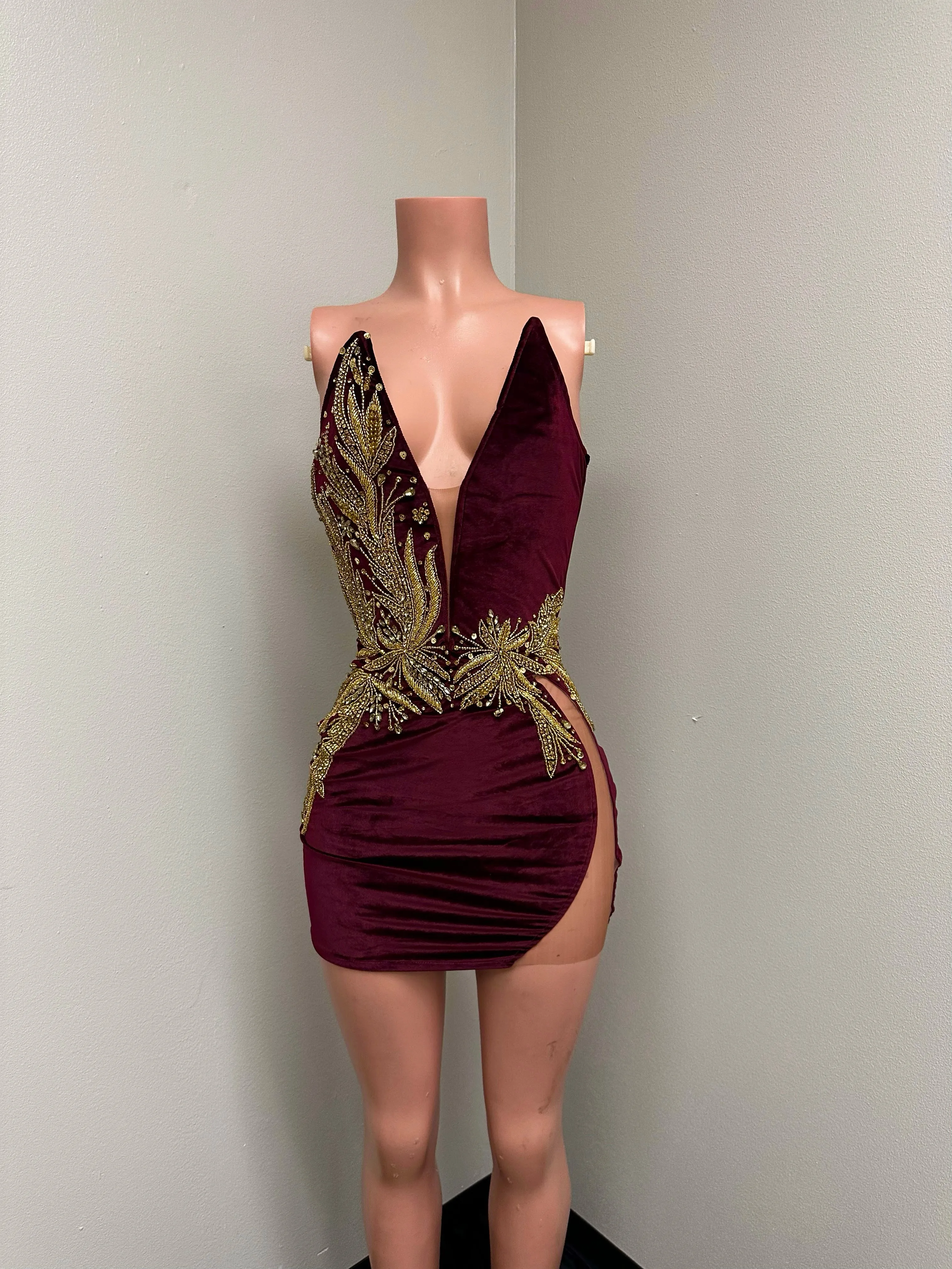 “Mina” Corset Mini Dress in Burgundy