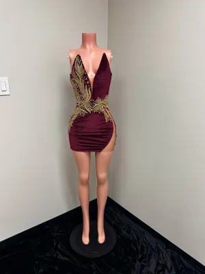“Mina” Corset Mini Dress in Burgundy