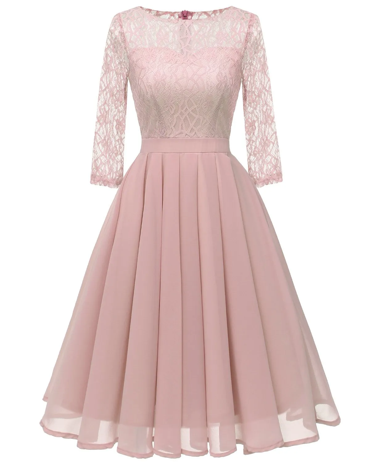 Mint Green Chiffon Lace Wedding Party Dress with Sleeves
