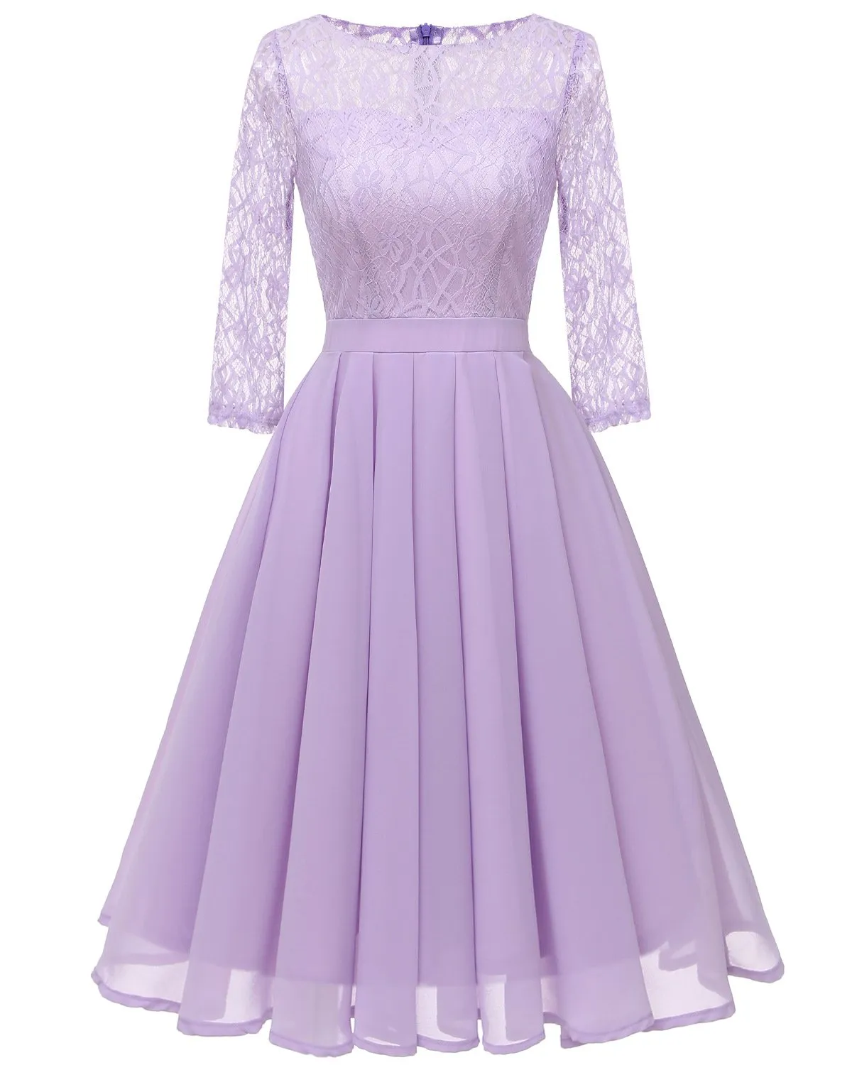 Mint Green Chiffon Lace Wedding Party Dress with Sleeves