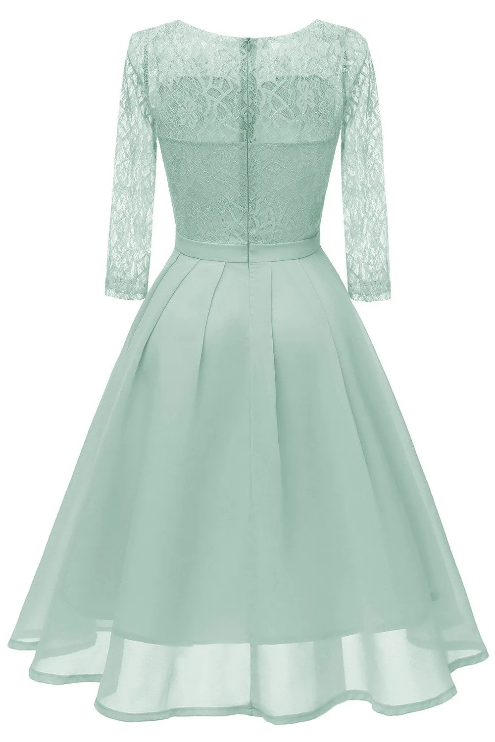 Mint Green Chiffon Lace Wedding Party Dress with Sleeves