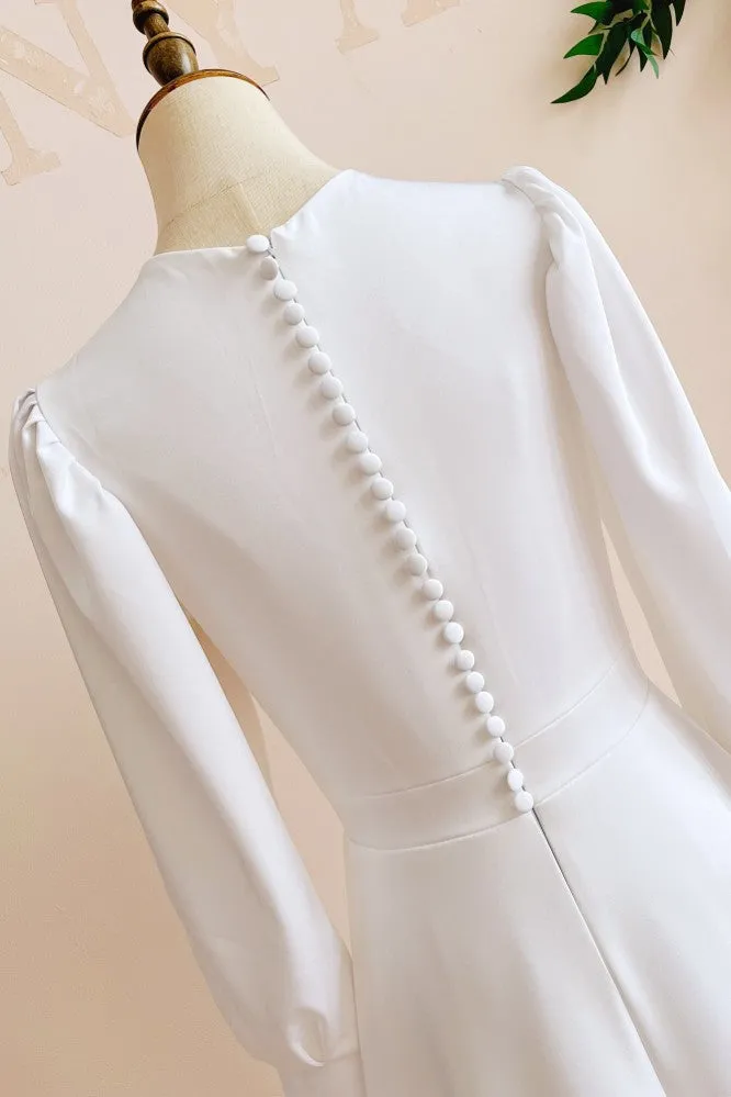 Modest A Line Long Sleeves Wedding Dress Vintage Gown