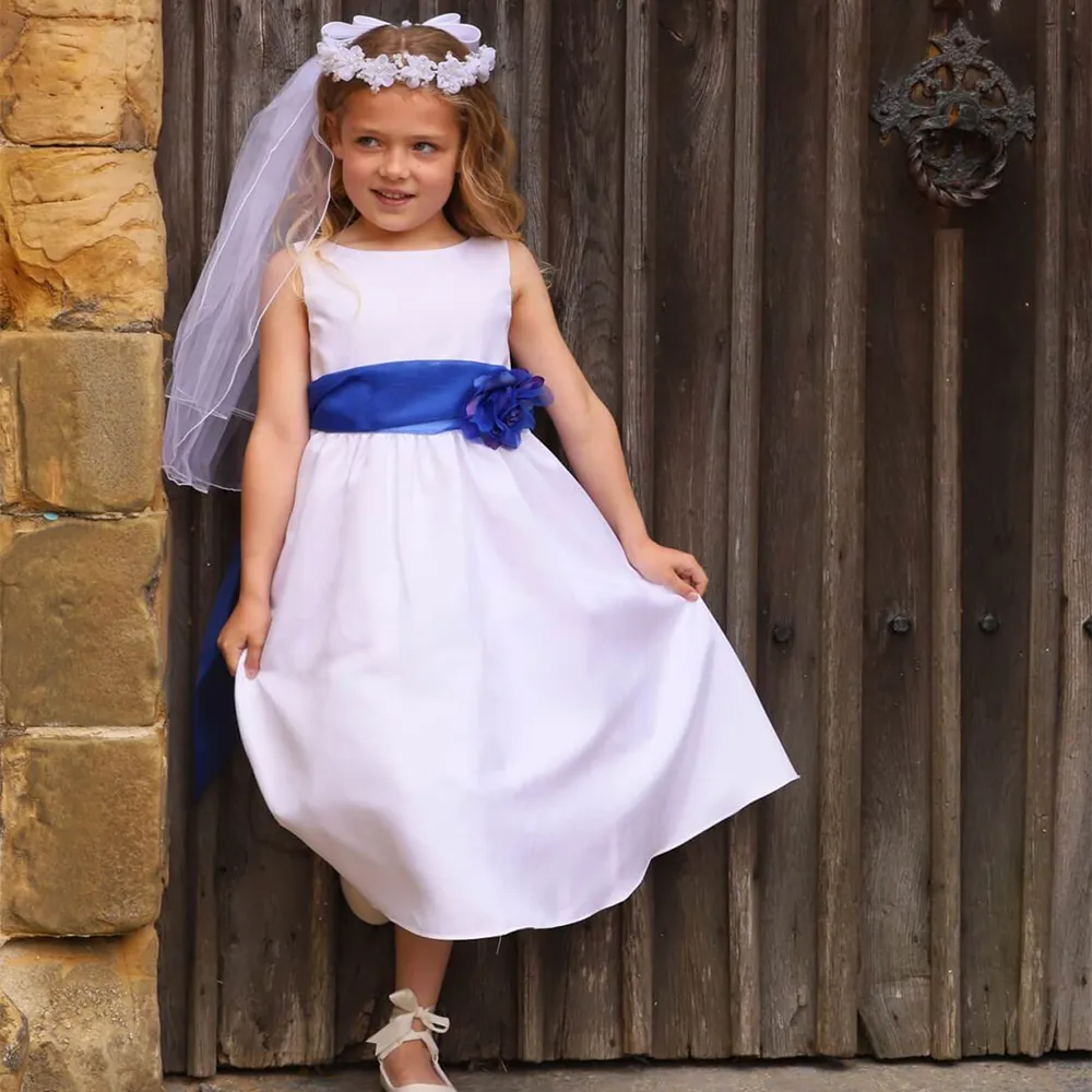 Morgan - Bridal Ivory or White - Orange Sash and Flower