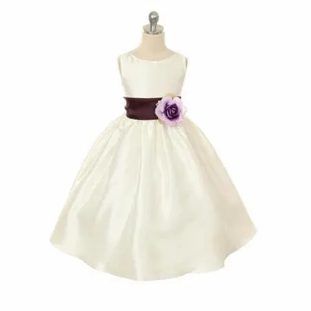 Morgan - Bridal Ivory or White - Orange Sash and Flower