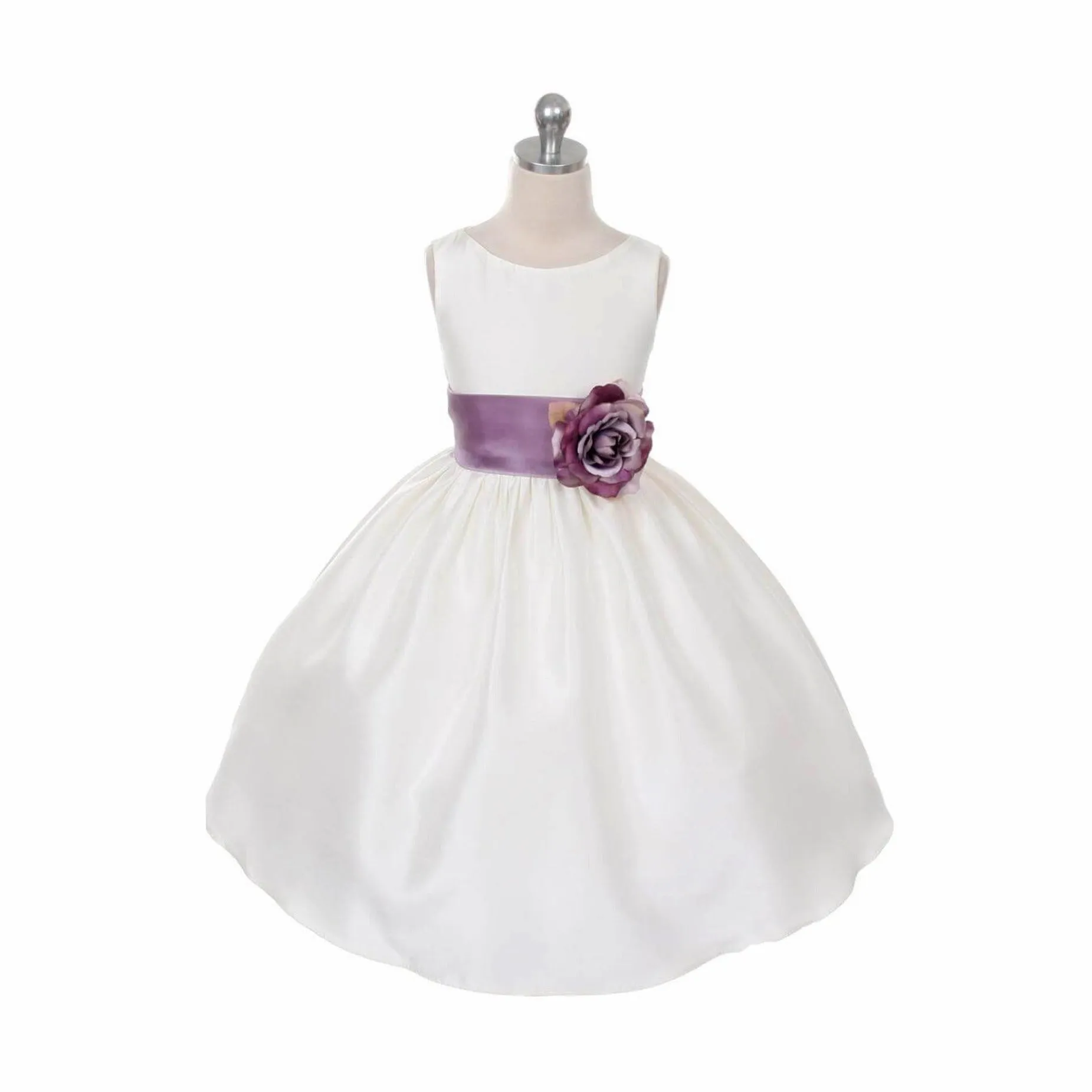 Morgan - Bridal Ivory or White - Orange Sash and Flower