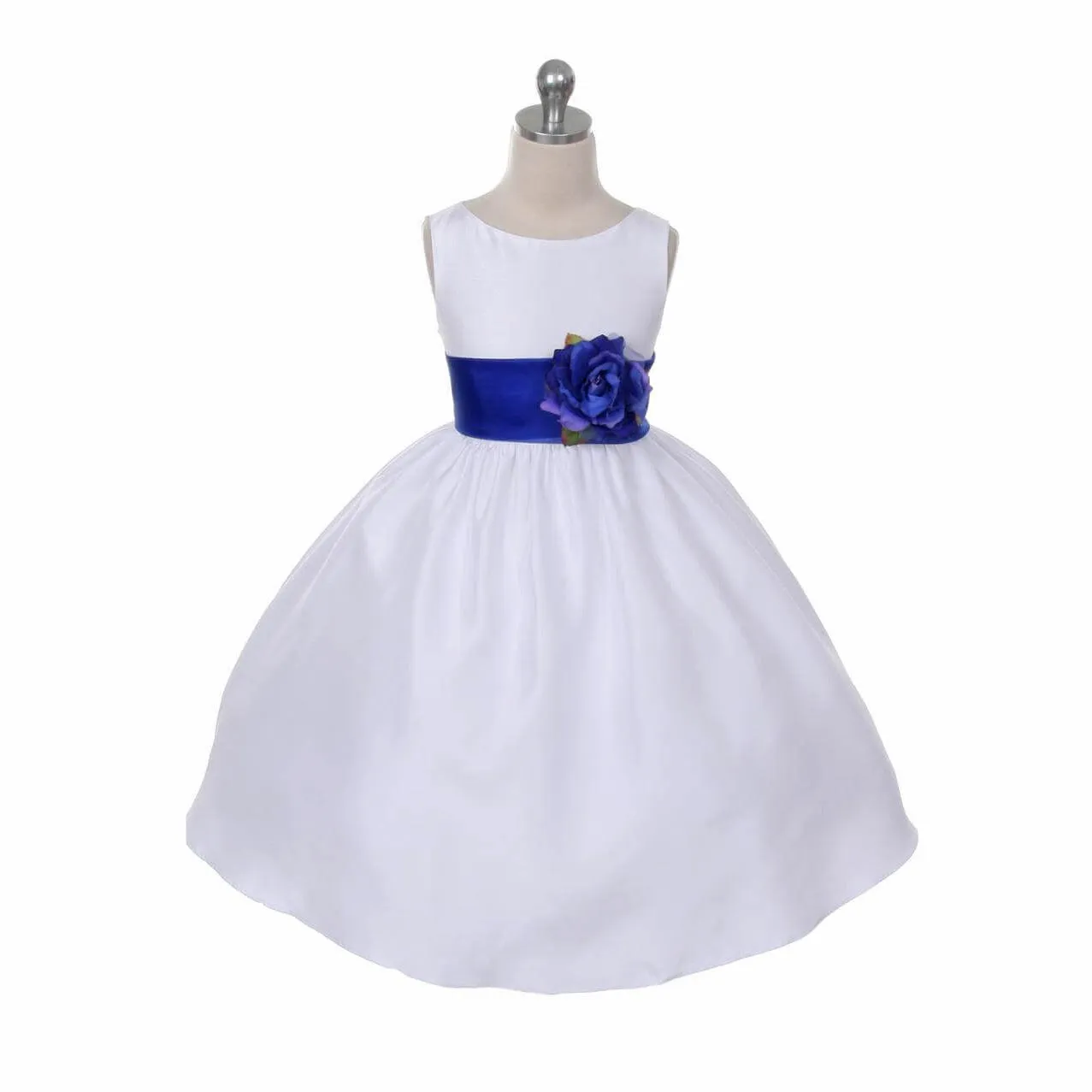 Morgan - Bridal Ivory or White - Orange Sash and Flower