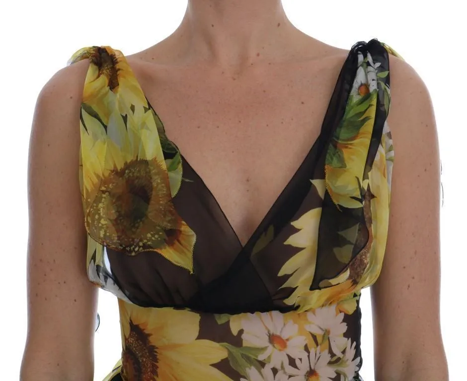 Multicolor Sunflower Floral Lace Dress
