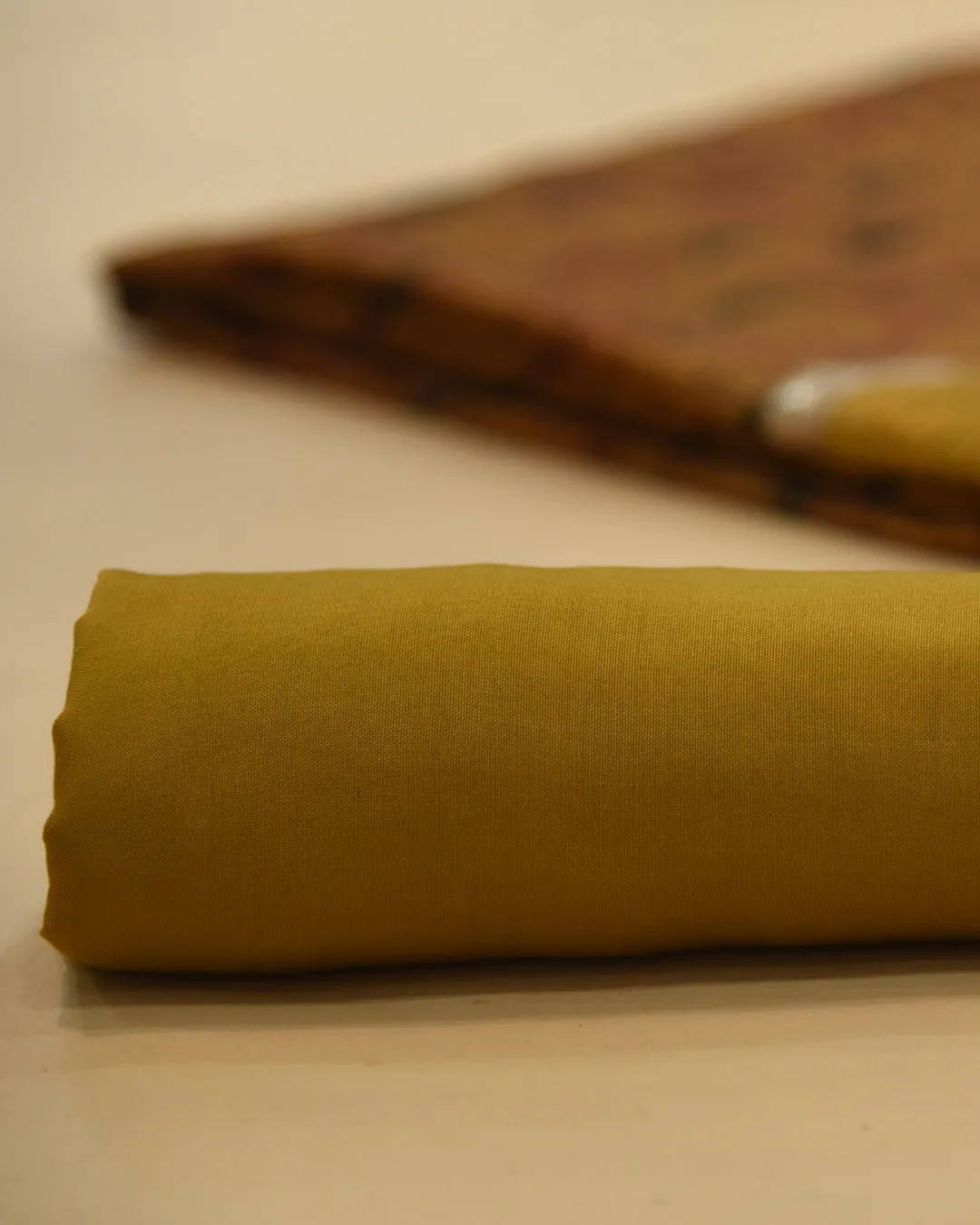 Mustard Chanderi Silk Blend Printed With Embroidery Unstitched Suit Fabric Set With Chanderi Printed Dupatta