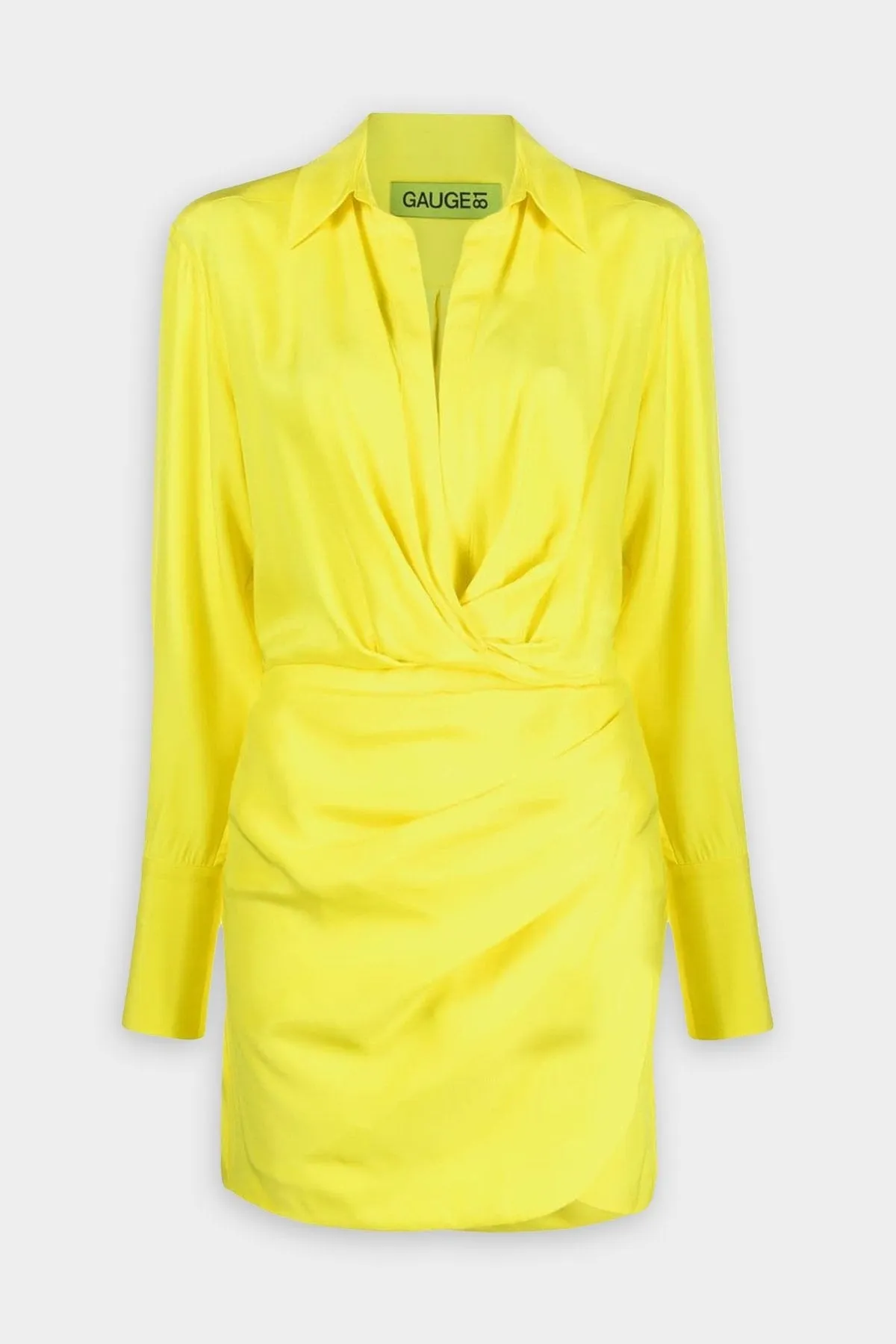 Naha Silk Short Dress in Lemon