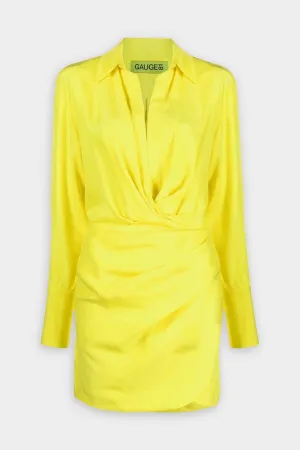 Naha Silk Short Dress in Lemon