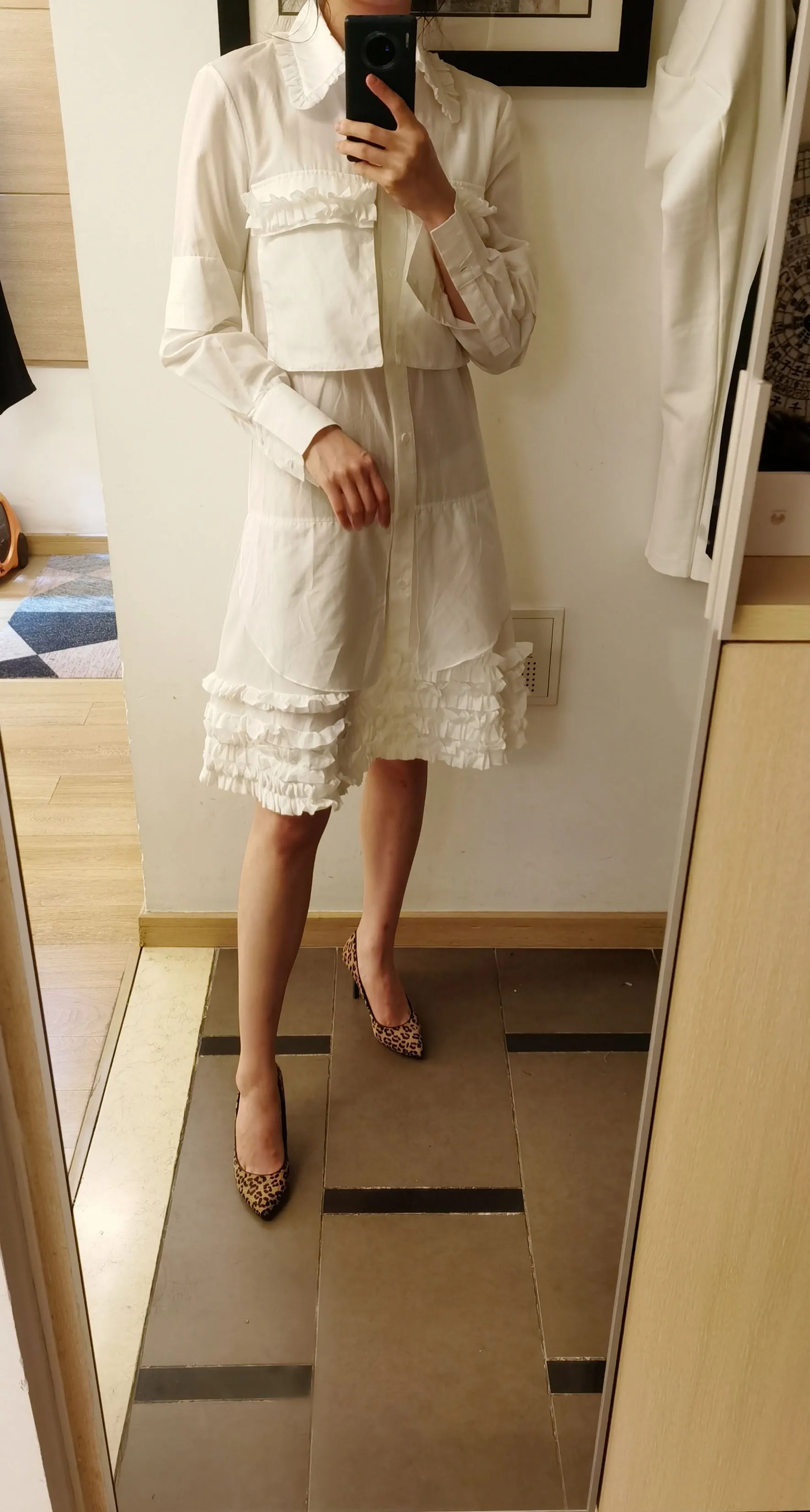 Natural Silk/Cotton White Babydoll Shirtdress