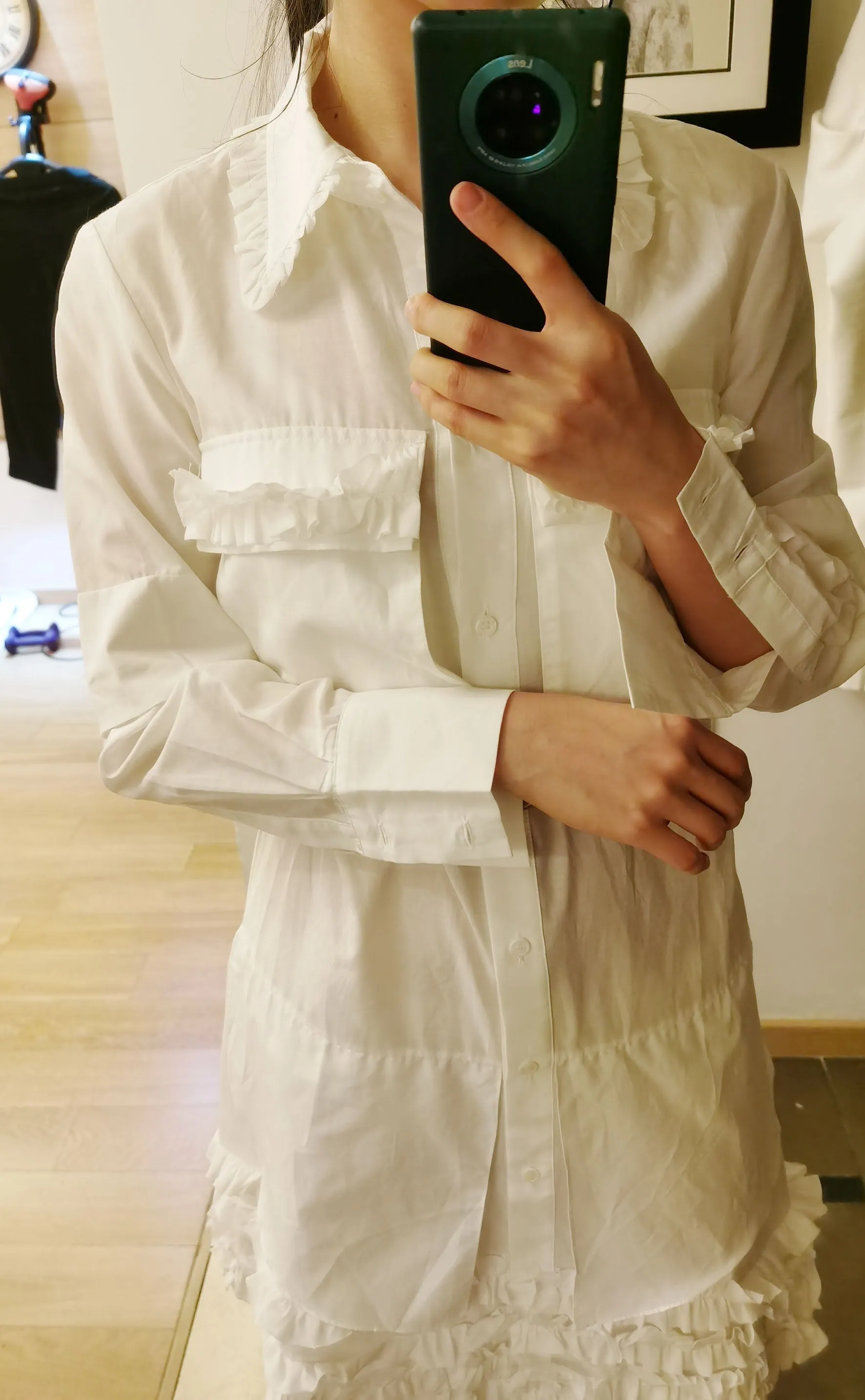 Natural Silk/Cotton White Babydoll Shirtdress