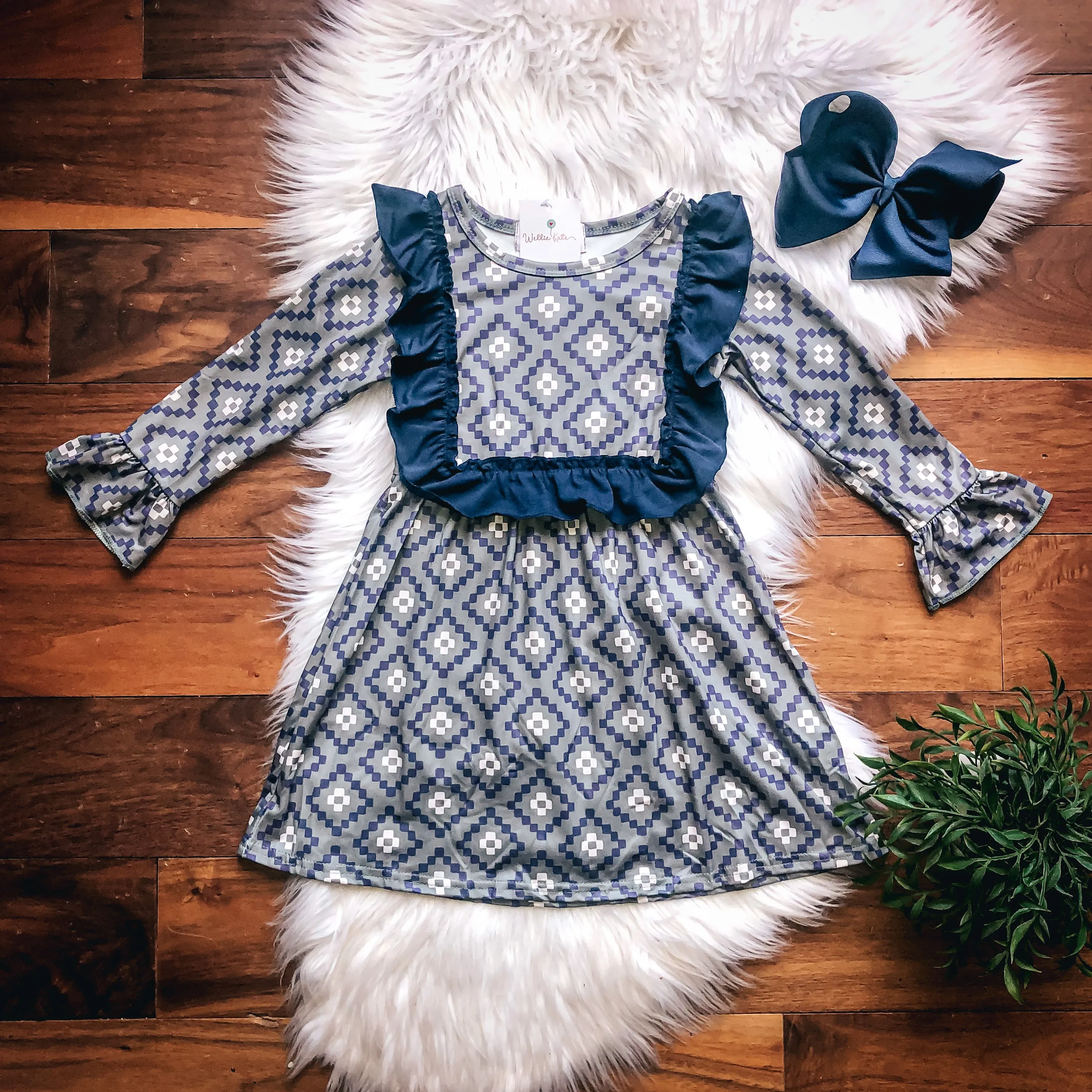 Navy Boho Diamonds Dress