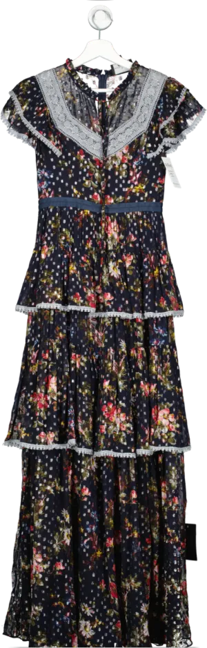 Needle & Thread Blue Winter Forest Broderie Chiffon Gown UK 6