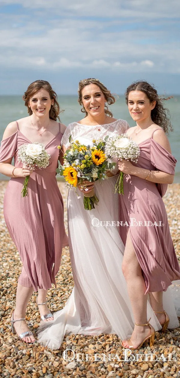 New Arrival V-neck Short Sleeves Charming Cute Keen-Length Short Bridesmaid Dresses, QB0948