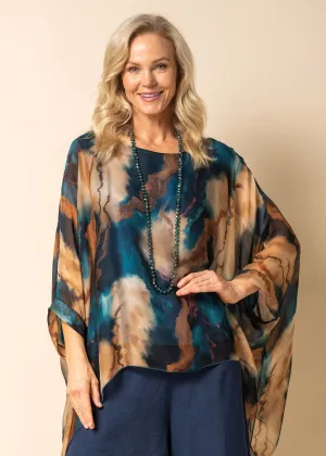 Nikol Silk Top in Desert