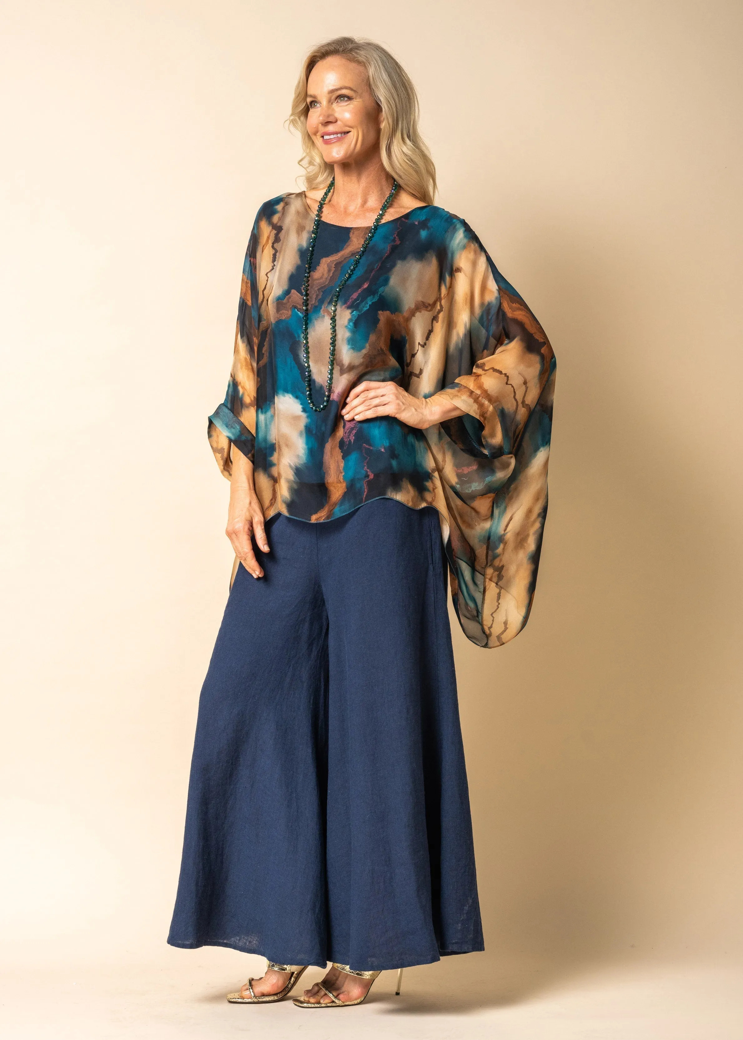 Nikol Silk Top in Desert
