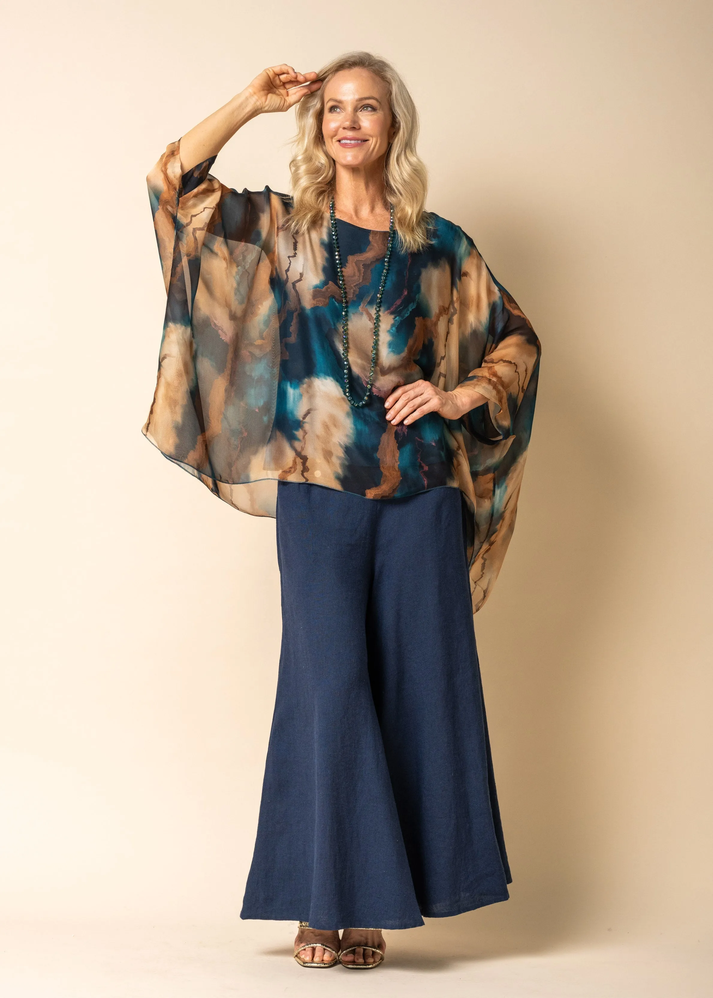 Nikol Silk Top in Desert