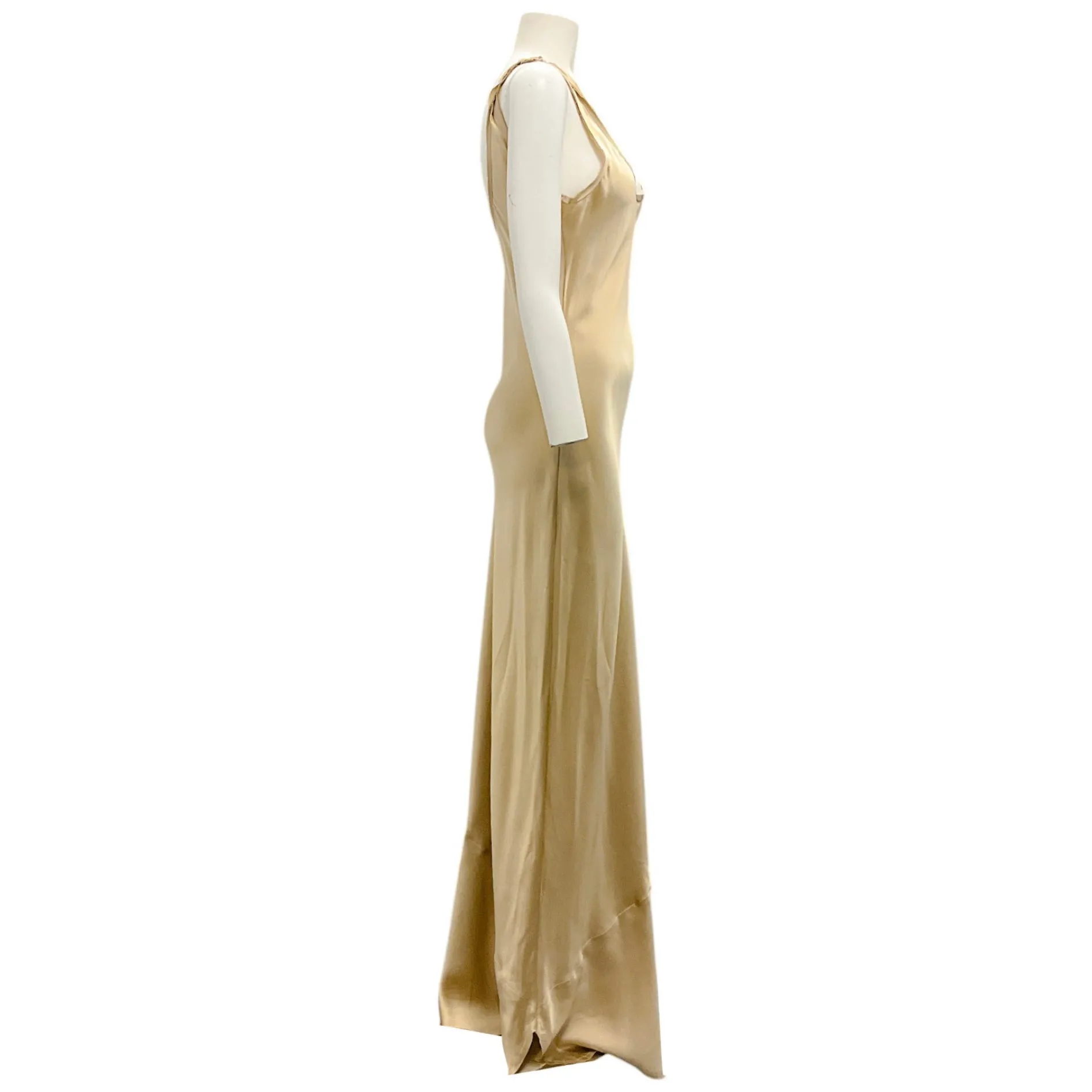Nili Lotan Champagne Sleeveless Silk Tank Maxi Dress